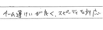 <p>チーム連けいが良くスピーディな対応</p>