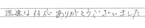 <p>迅速な対応ありがとうございました</p>