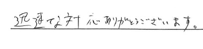 迅速な対応ありがとうございます。